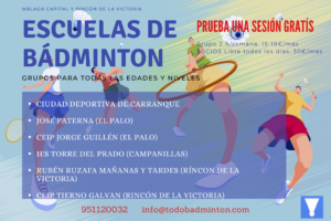 escuelas badminton Bádminton en Málaga y Rincón de la Victoria