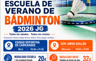 Escuela de verano de bádminton en Málaga 2026