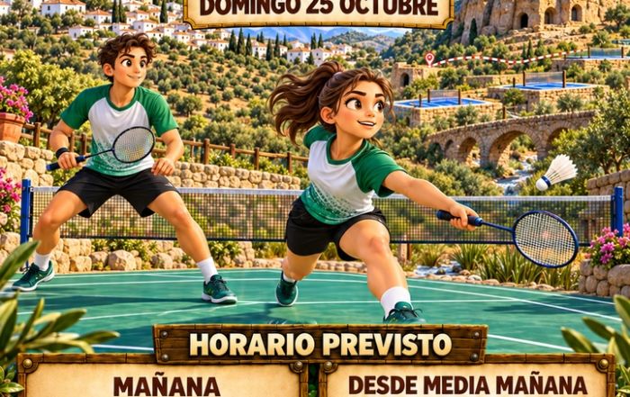 Cartel de la 6ª Jornada del Circuito Todobadminton 2026 en Villanueva de Algaidas, domingo 25 de octubre. Sénior +30 y +45. Inscripción hasta el martes 20 de octubre.
